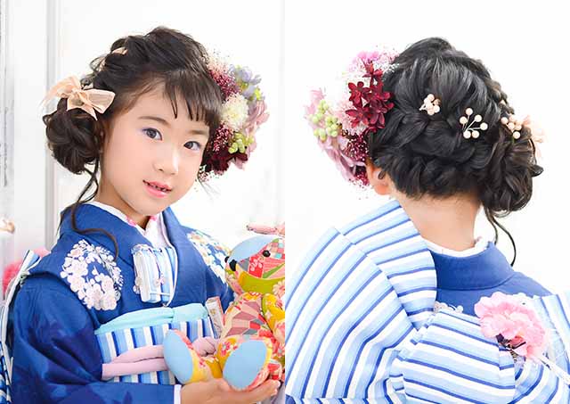 七五三におすすめの髪型ヘアアレンジ華やかなサイドアップ7歳3歳向け